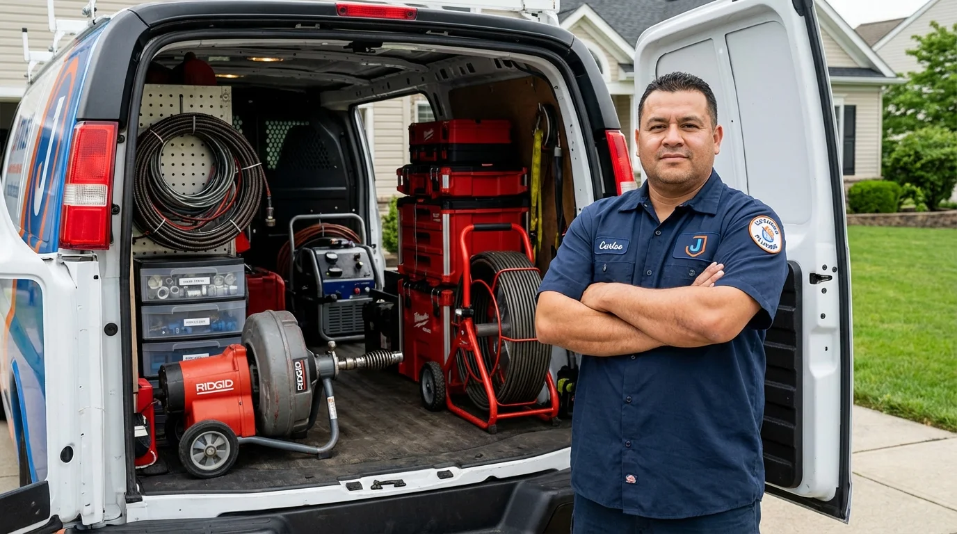 Professional drain cleaning equipment and Johns Plumbing LLC plumber in Steele
