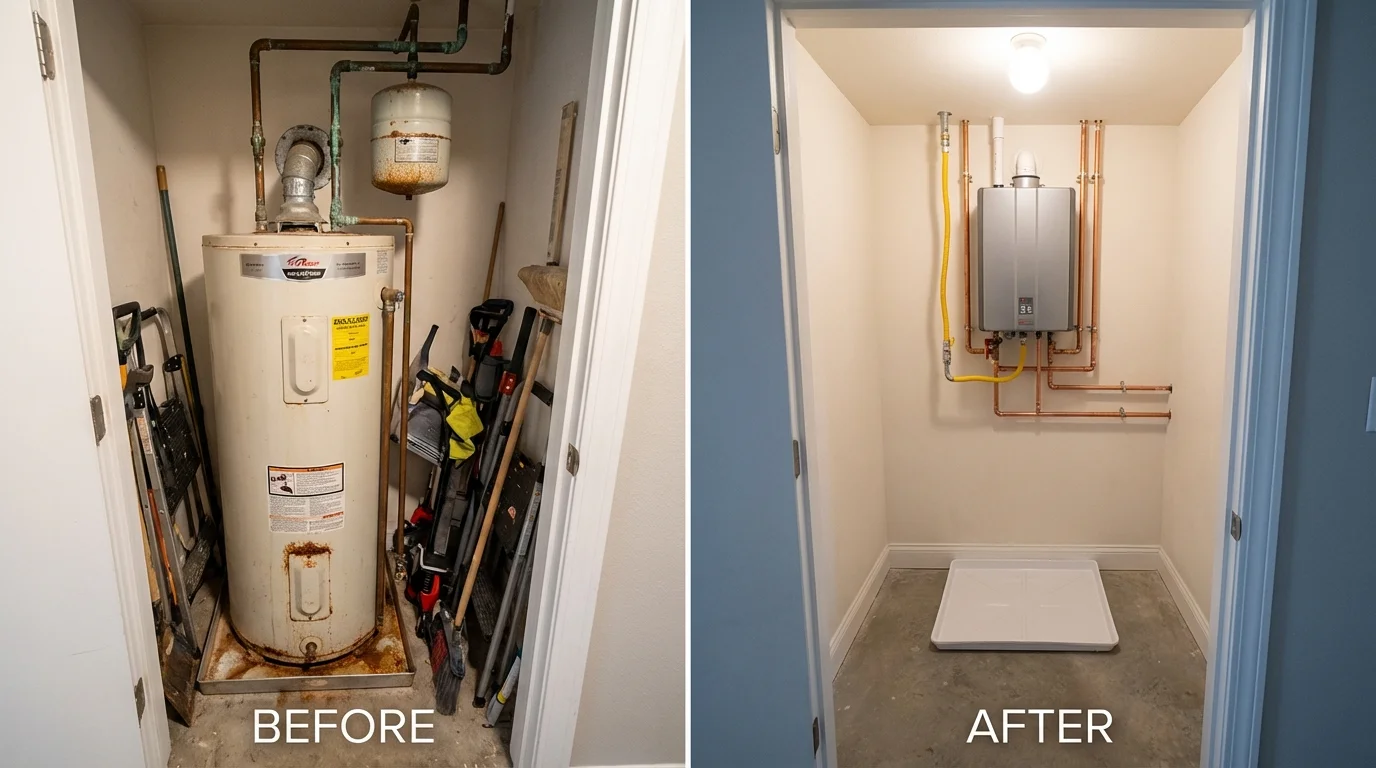 Tank water heater versus wall-mounted tankless unit comparison for Steele, AL homeowners